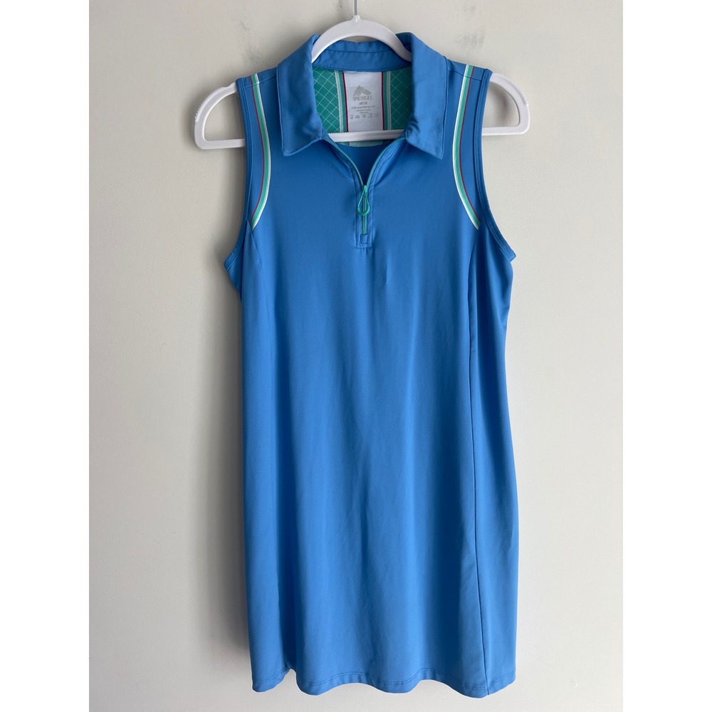 RBX Active Blue Sleeveless Polo Dress Women Quarter Zip Golf Tennis Pickleball M